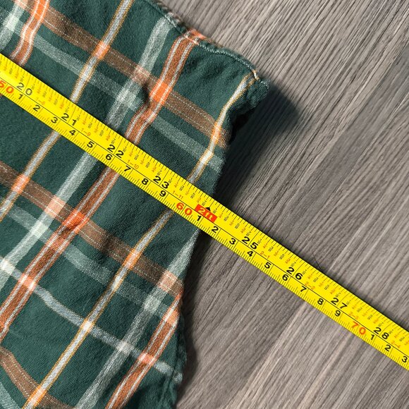 L.L. Bean Men's Signature Stretch Poplin Plaid Flannel Shirt - Green/Orange - Picture 5 of 5